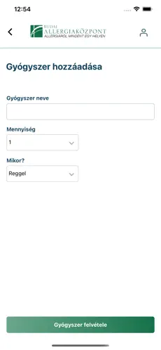 Allergiaközpont gyógyszer hozzáadása page screenshot